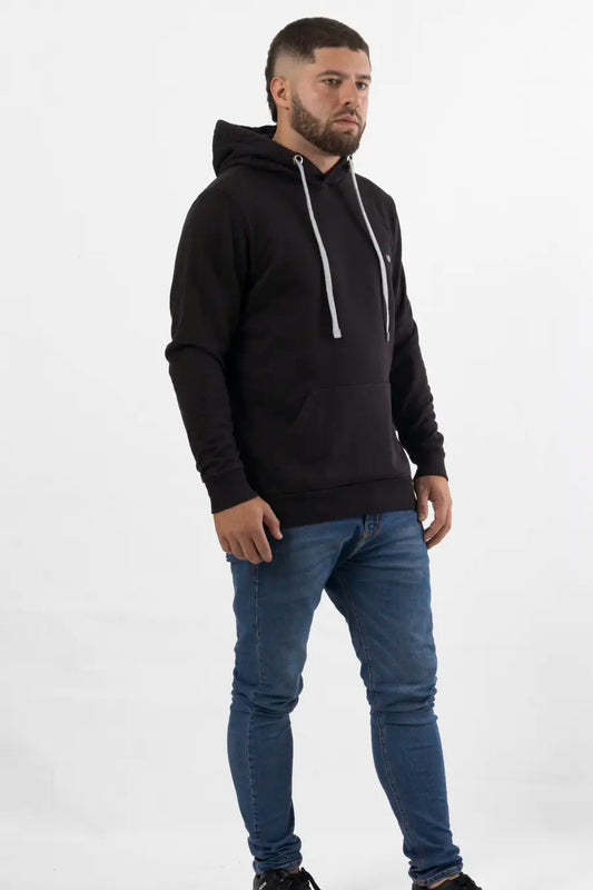 Buzo Cerrado con Capucha para Hombre Negro 140501