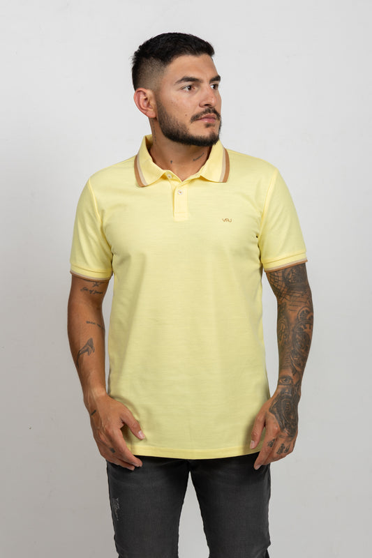 Camiseta Tipo Polo de Hombre. Amarillo - 170331