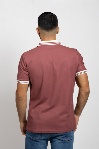 Camiseta Tipo Polo de Hombre. Granate - 170335