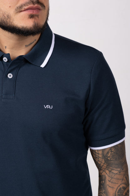 Camiseta Tipo Polo de Hombre. Petroleo - 170503