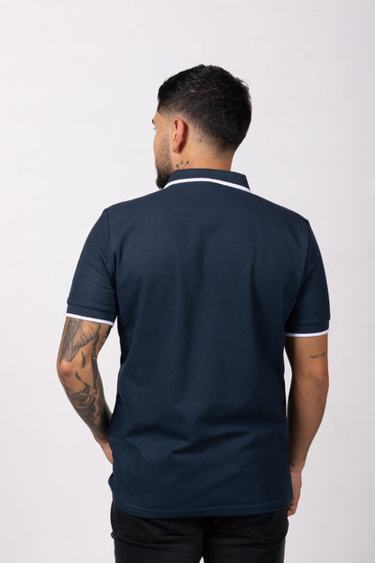 Camiseta Tipo Polo de Hombre. Petroleo - 170503