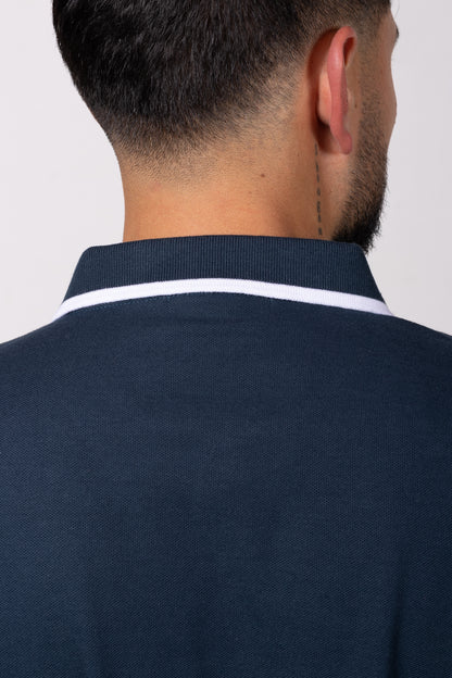 Camiseta Tipo Polo de Hombre. Petroleo - 170503