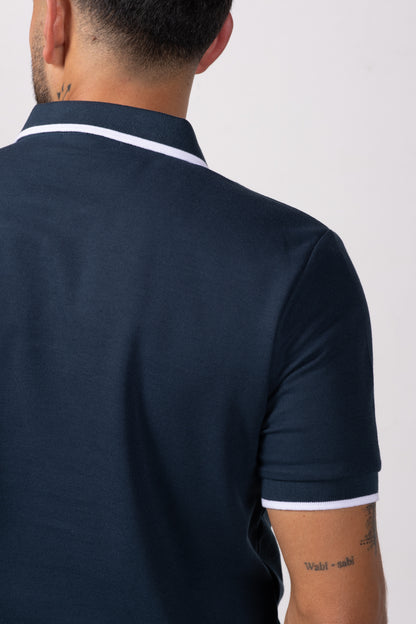 Camiseta Tipo Polo de Hombre. Petroleo - 170503