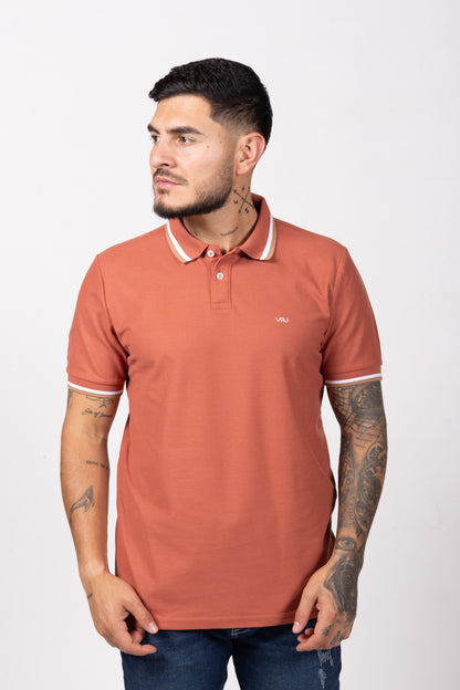 Camiseta Tipo Polo de Hombre. Terracota - 170506