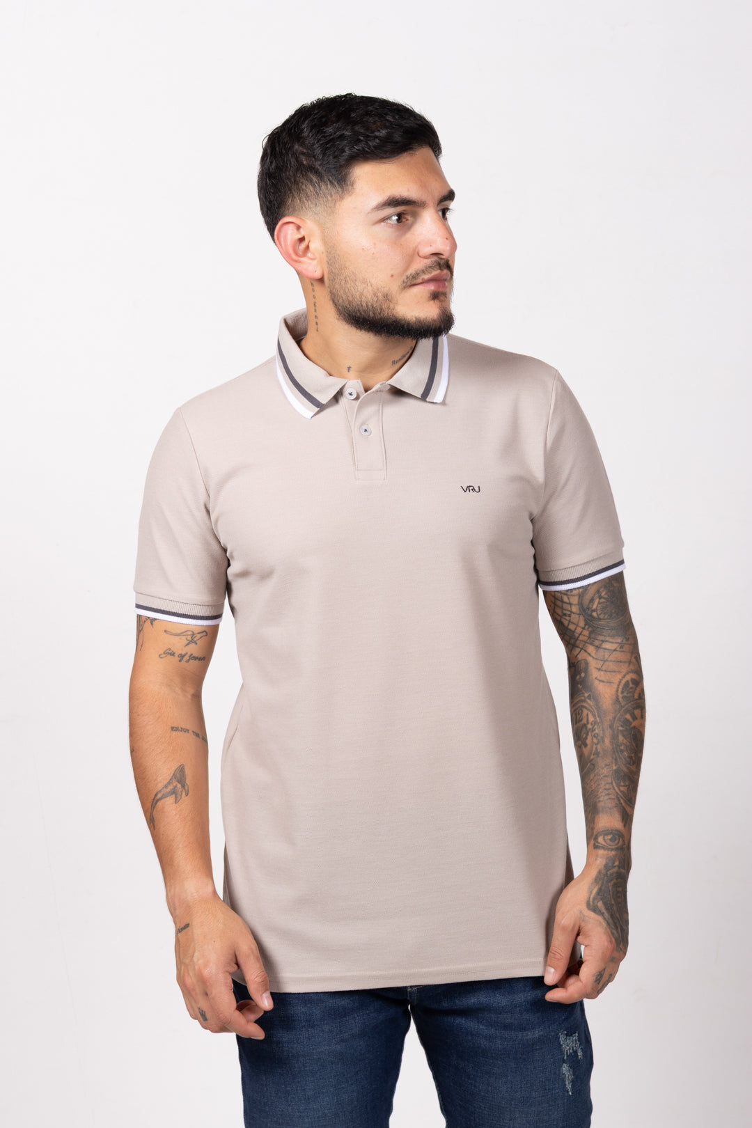 Camiseta Tipo Polo de Hombre. Gris Claro - 170507