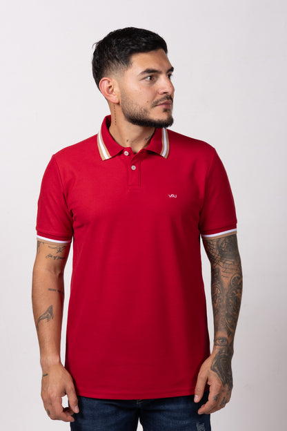 Camiseta Tipo Polo de Hombre. Rojo - 170509