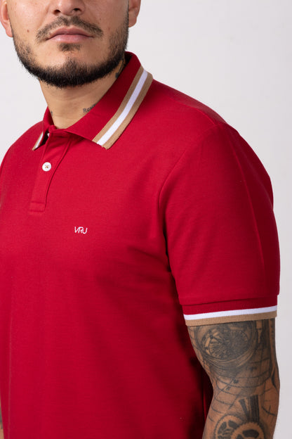 Camiseta Tipo Polo de Hombre. Rojo - 170509