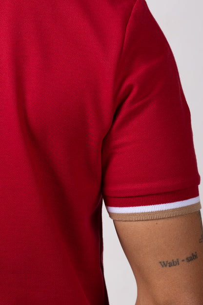 Camiseta Tipo Polo de Hombre. Rojo - 170509