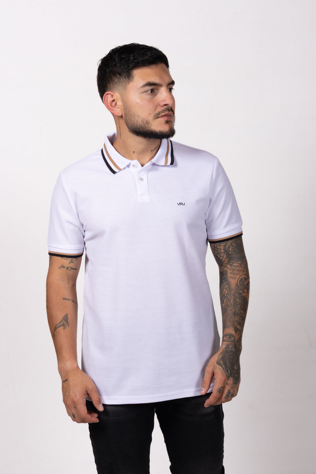 Camiseta Tipo Polo de Hombre. Blanco - 170510