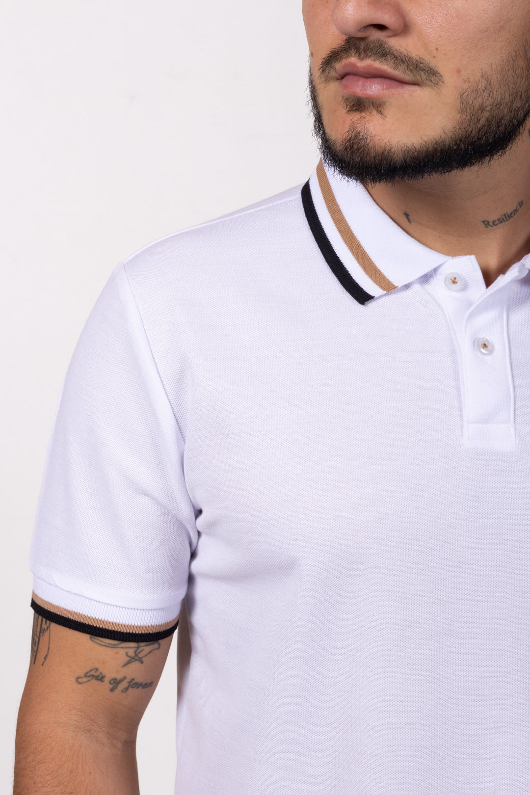 Camiseta Tipo Polo de Hombre. Blanco - 170510