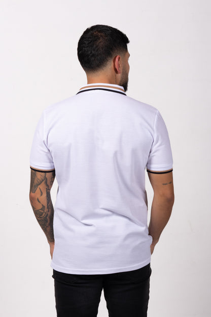 Camiseta Tipo Polo de Hombre. Blanco - 170510