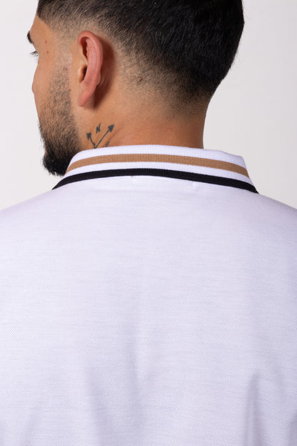 Camiseta Tipo Polo de Hombre. Blanco - 170510
