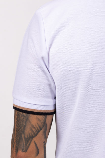 Camiseta Tipo Polo de Hombre. Blanco - 170510