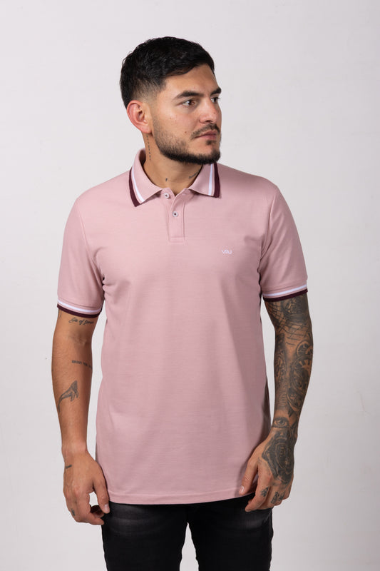Camiseta Tipo Polo de Hombre. Palo Rosa - 170511