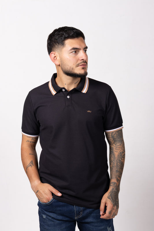 Camiseta Tipo Polo de Hombre. Negro - 170512