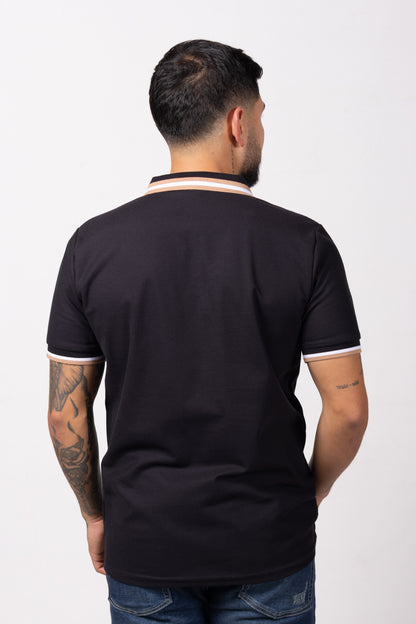 Camiseta Tipo Polo de Hombre. Negro - 170512