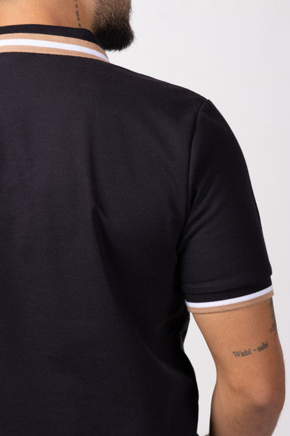 Camiseta Tipo Polo de Hombre. Negro - 170512