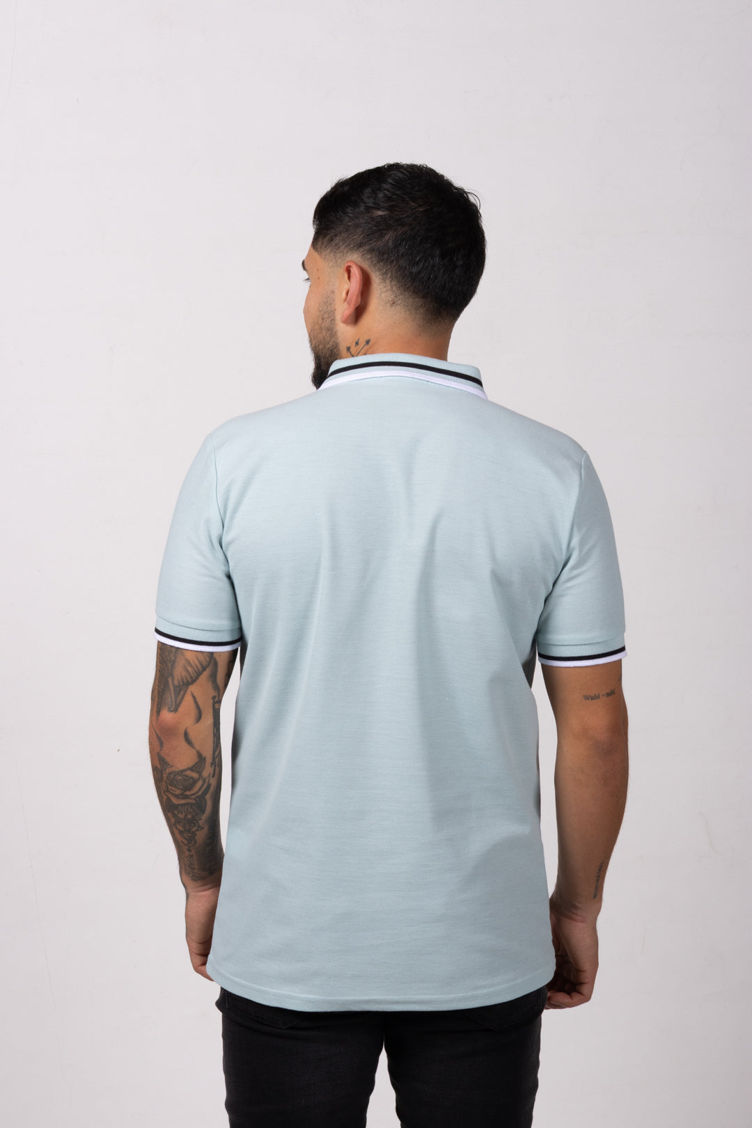 Camiseta Tipo Polo de Hombre. Verde Agua - 170513