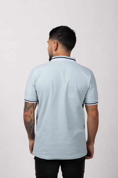 Camiseta Tipo Polo de Hombre. Verde Agua - 170513