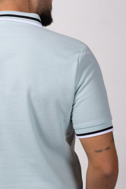 Camiseta Tipo Polo de Hombre. Verde Agua - 170513