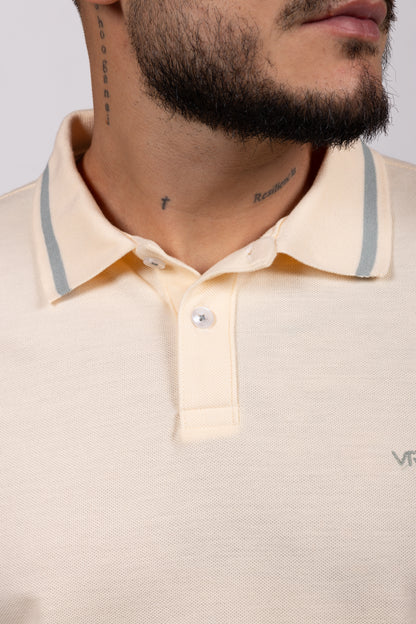 Camiseta Tipo Polo de Hombre. Crema - 170514