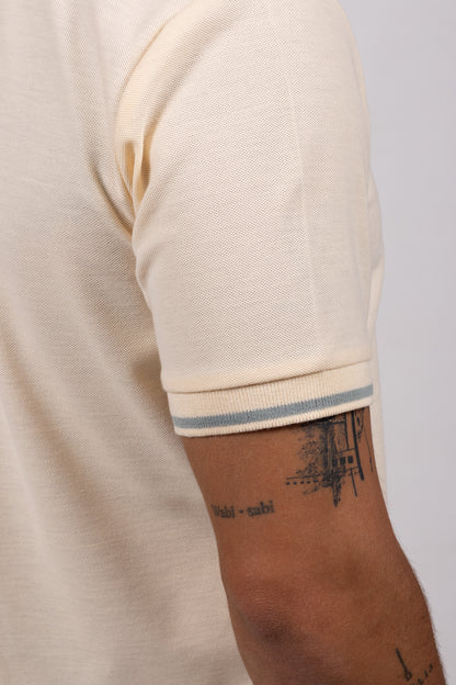 Camiseta Tipo Polo de Hombre. Crema - 170514