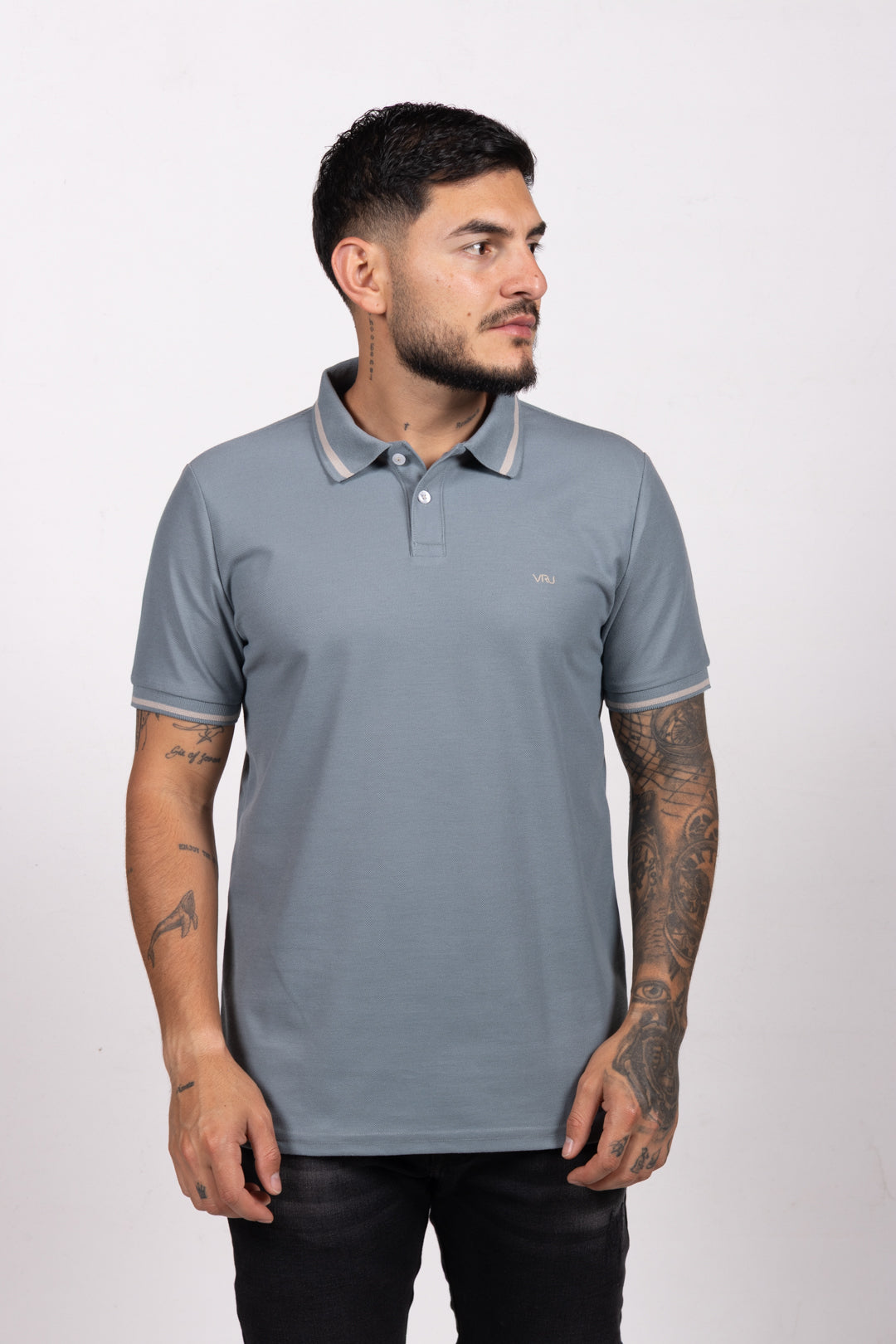 Camiseta Tipo Polo de Hombre. Azul Jo - 170515