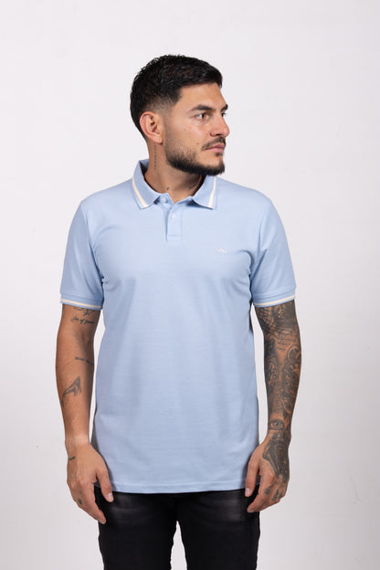 Camiseta Tipo Polo de Hombre. Azul Claro - 170516