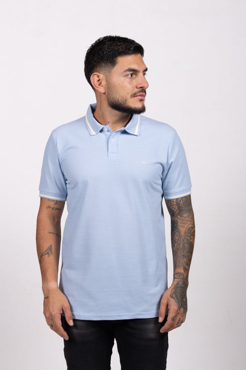 Camiseta Tipo Polo de Hombre. Azul Claro - 170516