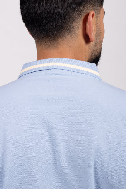 Camiseta Tipo Polo de Hombre. Azul Claro - 170516