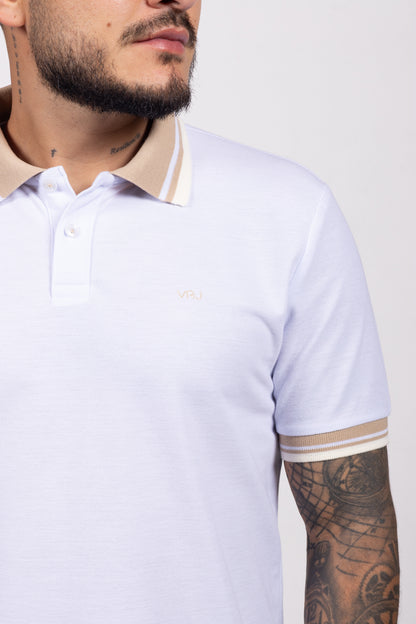 Camiseta Tipo Polo de Hombre. Blanco - 170517