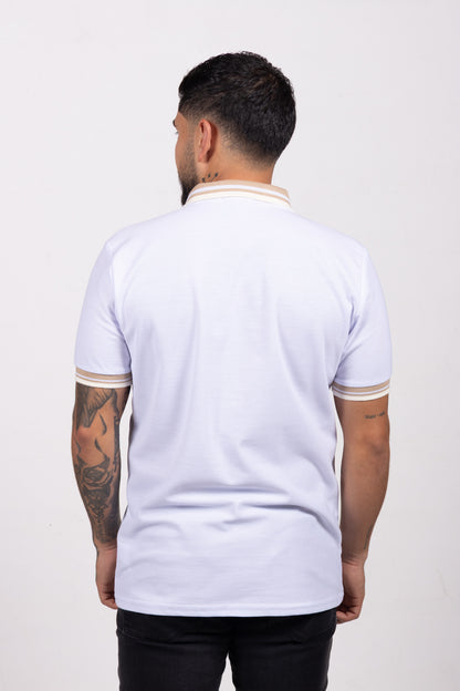 Camiseta Tipo Polo de Hombre. Blanco - 170517