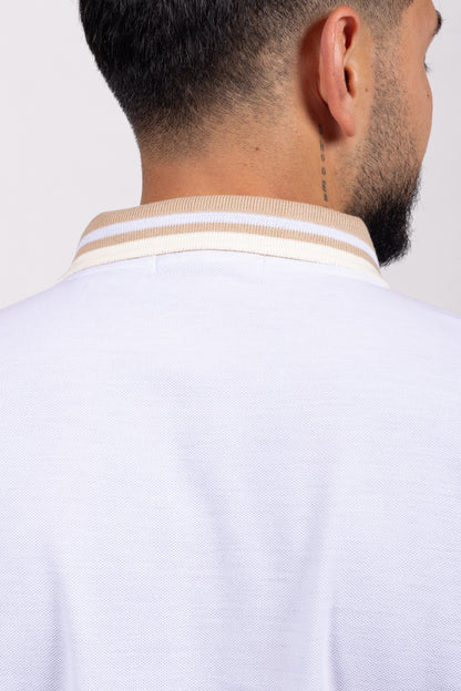 Camiseta Tipo Polo de Hombre. Blanco - 170517