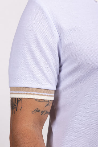 Camiseta Tipo Polo de Hombre. Blanco - 170517