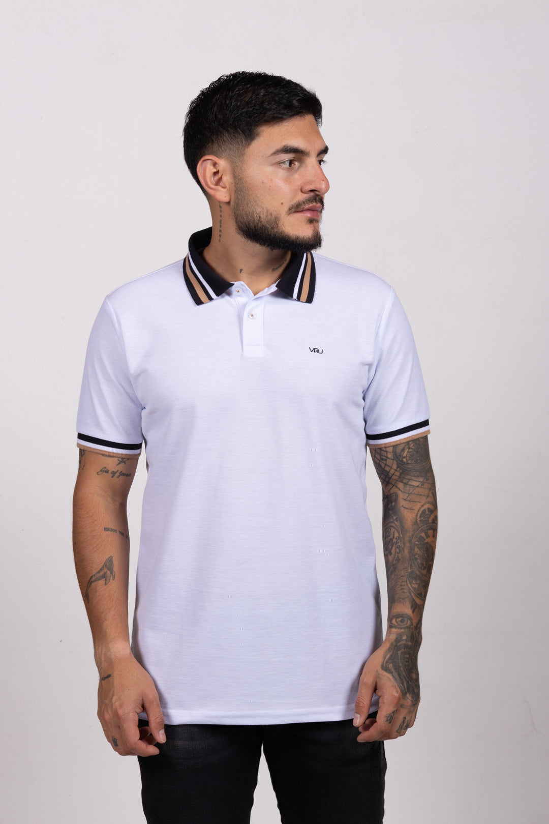 Camiseta Tipo Polo de Hombre. Blanco - 170518