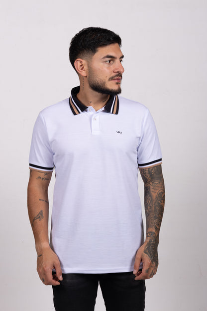 Camiseta Tipo Polo de Hombre. Blanco - 170518