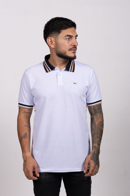 Camiseta Tipo Polo de Hombre. Blanco - 170518