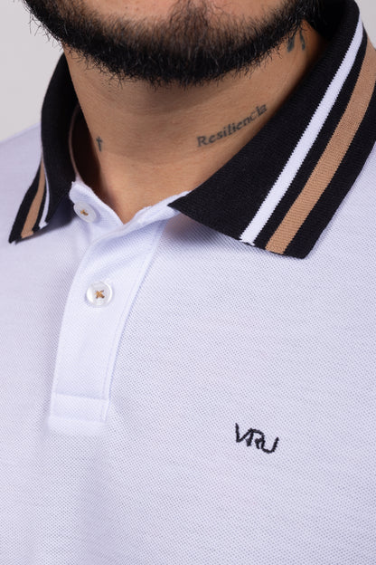 Camiseta Tipo Polo de Hombre. Blanco - 170518