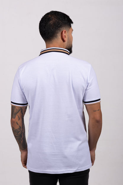 Camiseta Tipo Polo de Hombre. Blanco - 170518