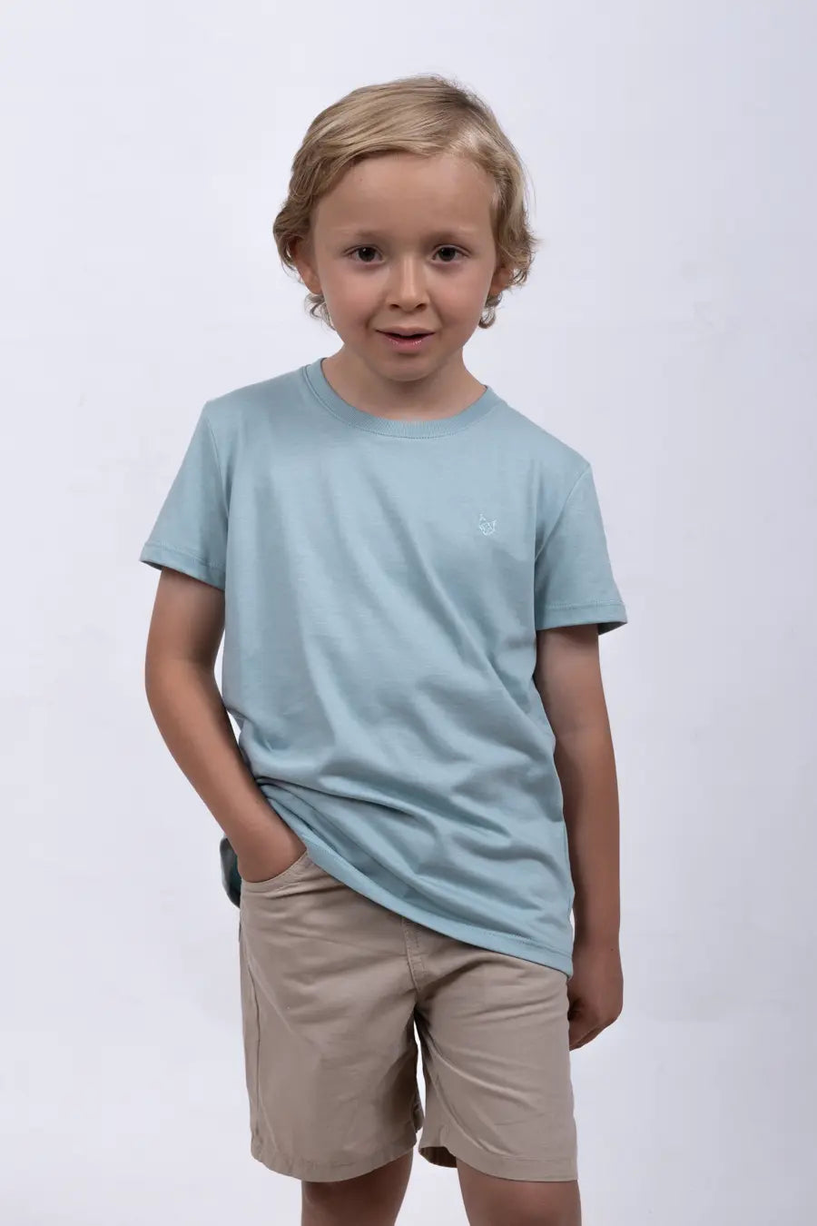 Camiseta Para Niño Cuello Redondo Verde Agua 180102