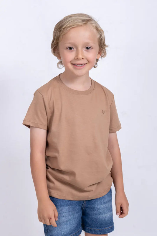 Camiseta Para Niño Cuello Redondo Caki 180104