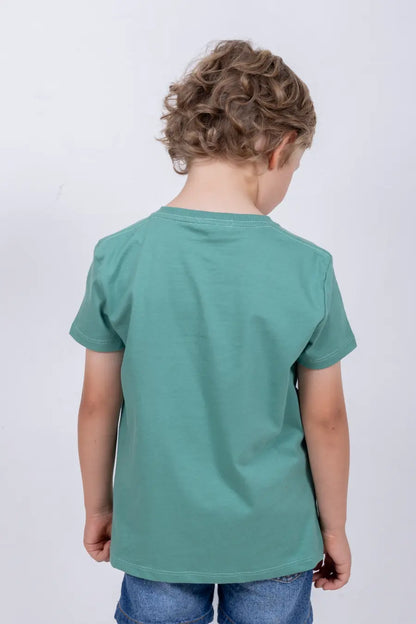 Camiseta Para Niño Cuello Redondo Verde Alga 180105