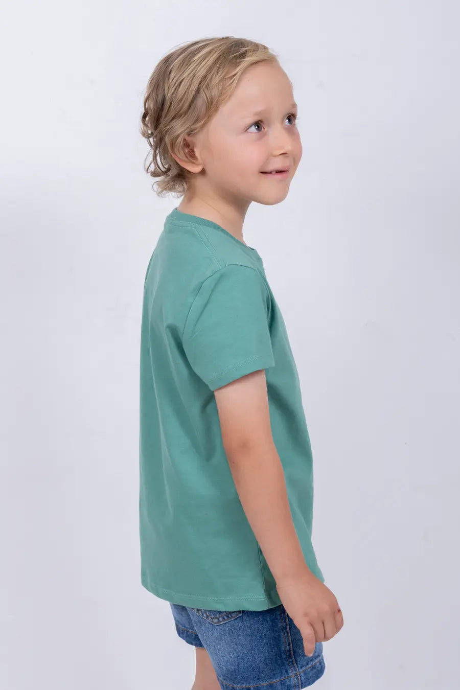 Camiseta Para Niño Cuello Redondo Verde Alga 180105