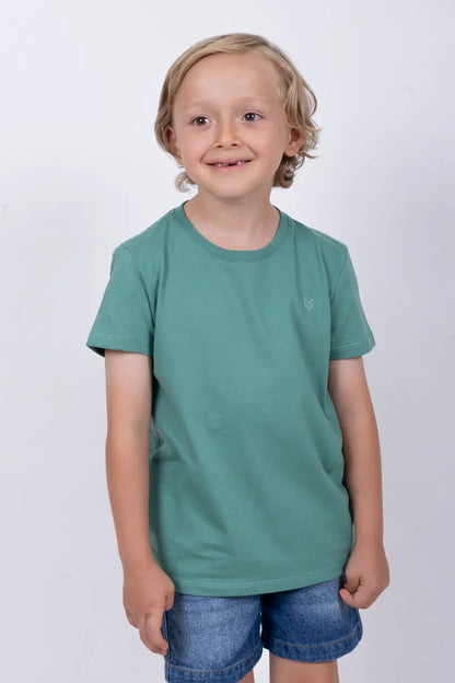 Camiseta Para Niño Cuello Redondo Verde Alga 180105