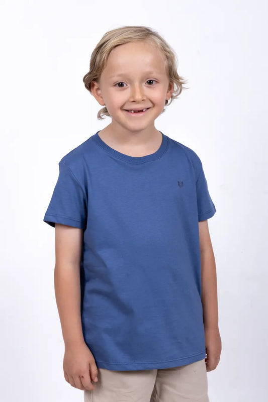 Camiseta Para Niño Cuello Redondo Azul Indigo 180107