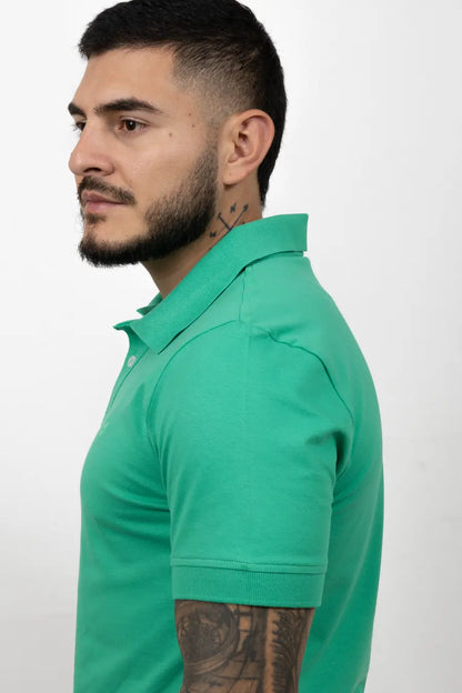Polo Fondo Entero Color Verde Medio 30535