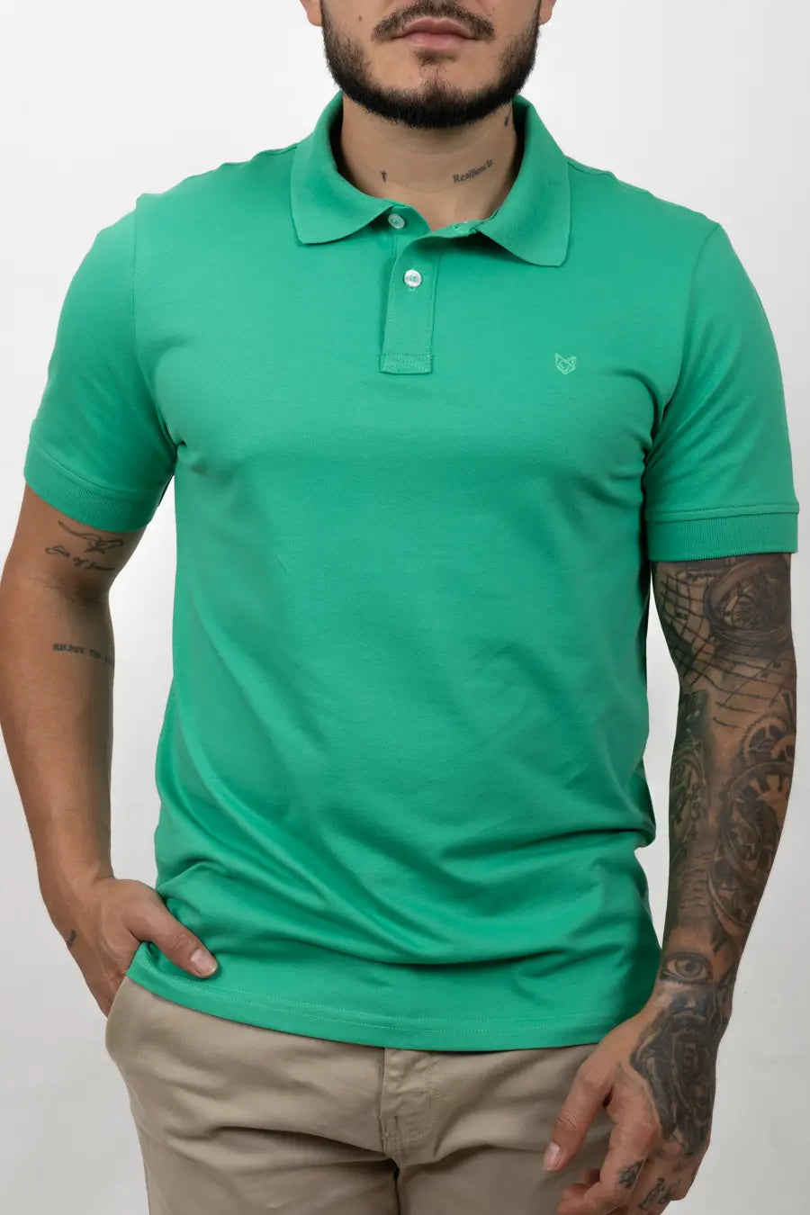 Polo Fondo Entero Color Verde Medio 30535