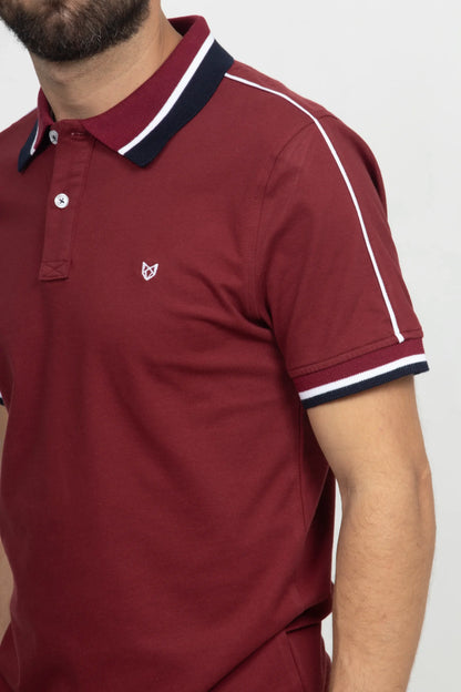 Polo Classic Fit Para Hombre Vinotinto 30801