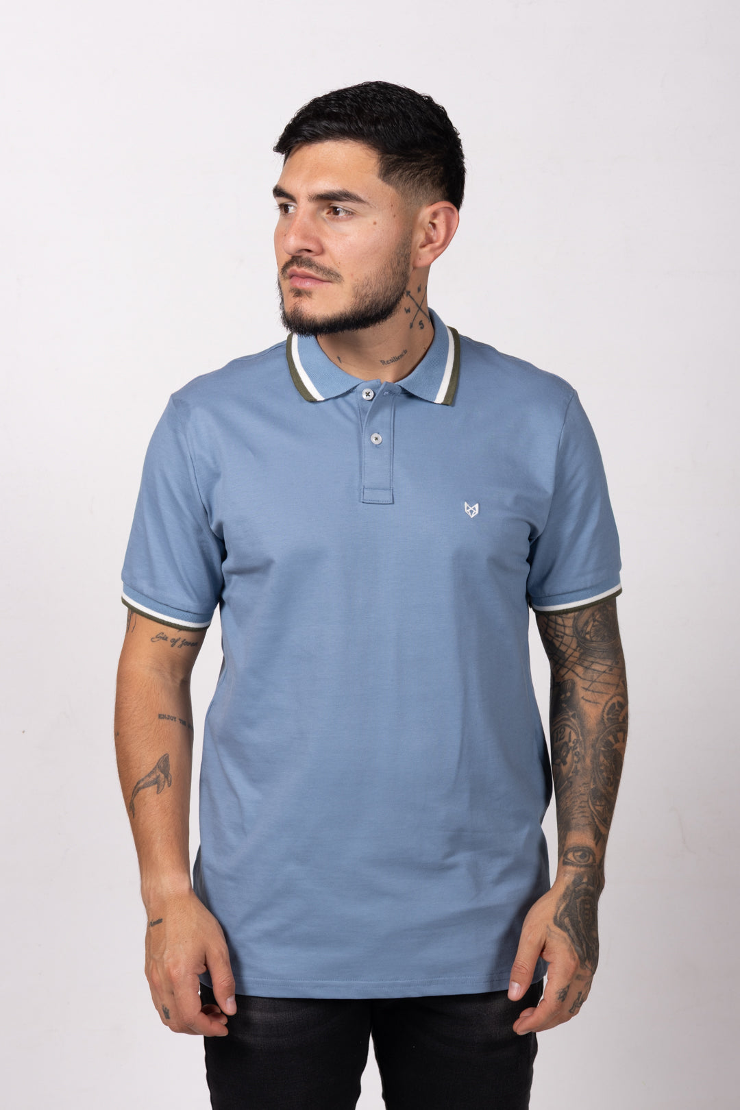 Polo Classic Fit Para Hombre Azul Claro 31214