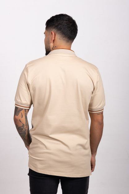 Polo Classic Fit Para Hombre Crema 31303